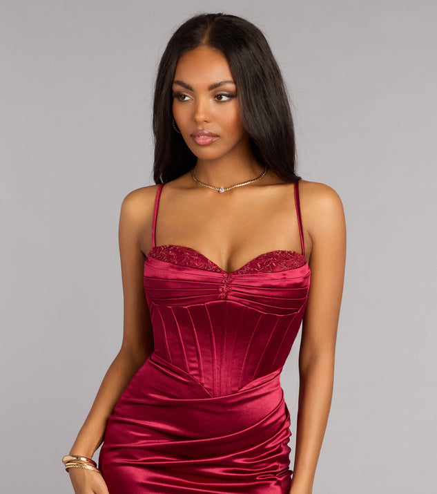 Windsor Blair Satin Corset Lace-Up Formal Dress - Image 3