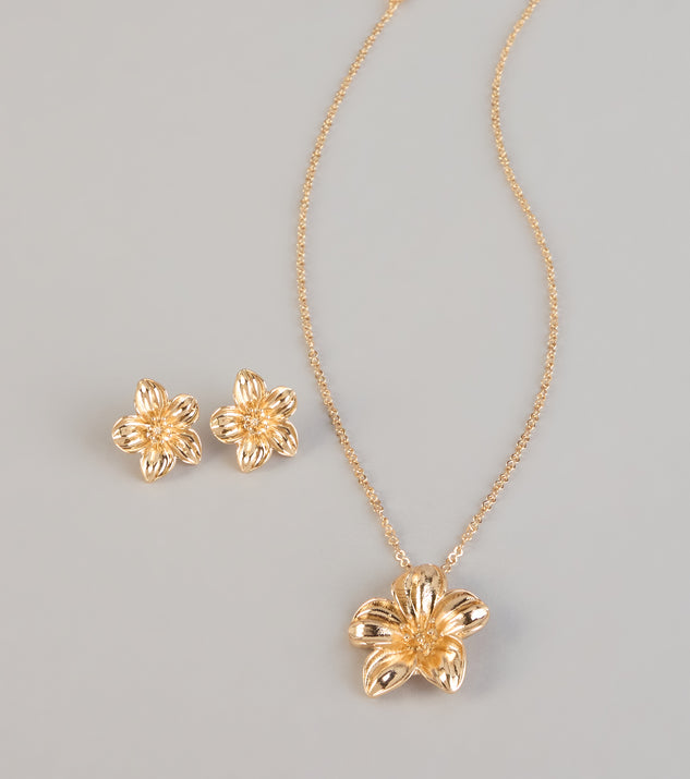 Windsor Bloom Mood Flower Necklace And Stud Earrings Set - Image 3