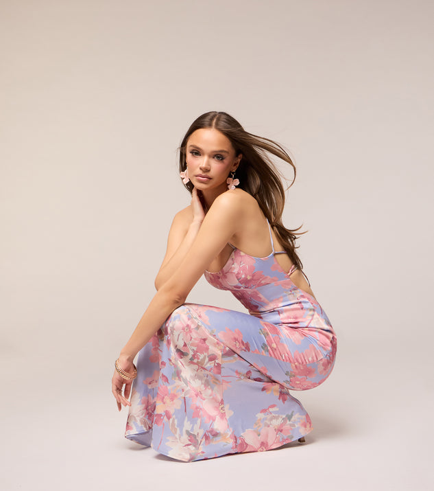 Windsor Blossom Blur Satin Floral Maxi Dress - Image 2