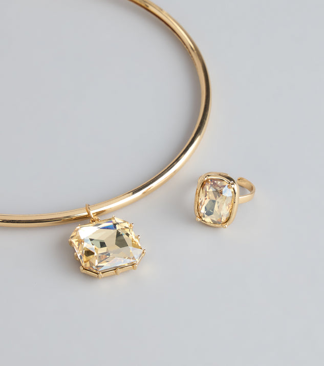 Windsor Bold Shine Rhinestone Pendant Necklace And Ring Set - Image 3