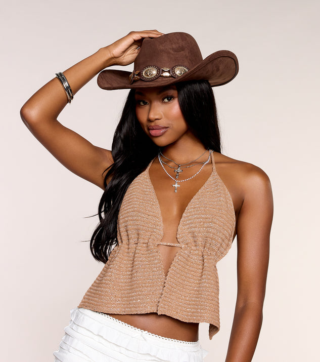 Windsor Bold Western Faux Suede Cowboy Hat - Image 2