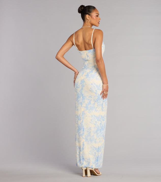Windsor Brandy Floral Beaded Slit Formal Dress - Image 2