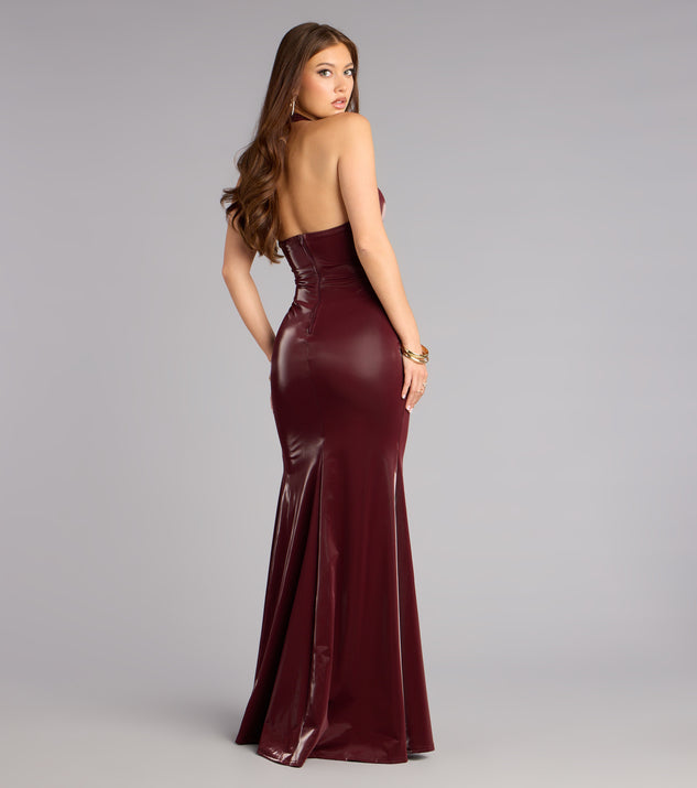 Windsor Breanna Faux Leather Corset Formal Dress - Image 3