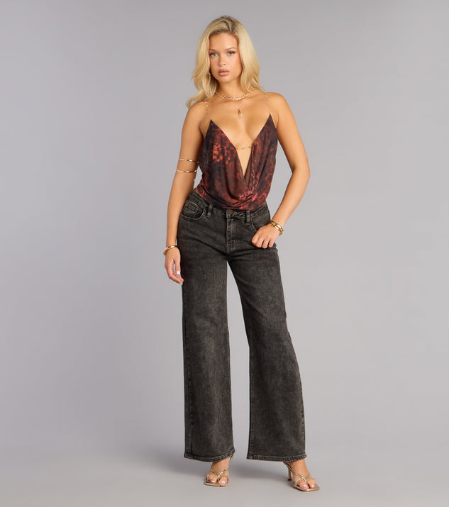 Windsor Bring The Drama Animal Print Cowl Neck Top - Image 3