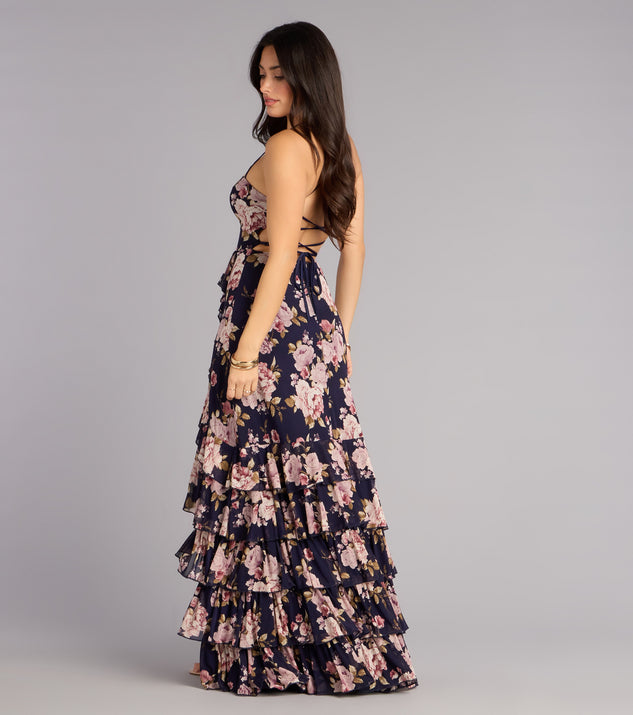 Windsor Brooke Floral A-Line Lace-Up Formal Dress - Image 2