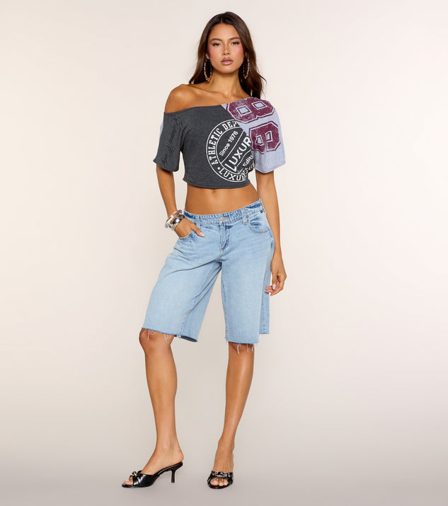 Windsor Campus Cut Graphic One Shoulder Tee - Image 2