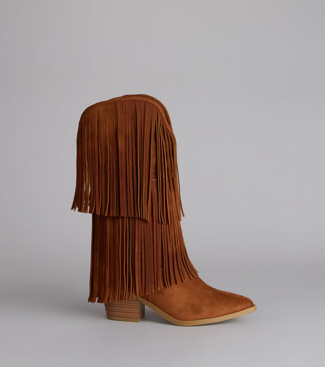 Windsor Catch A Vibe Faux Suede Fringe Boots - Image 2