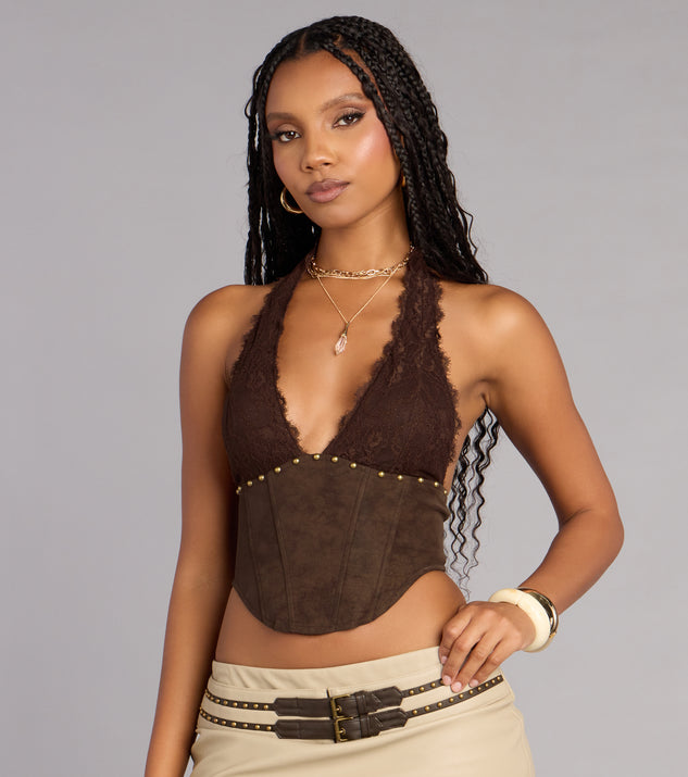 Windsor Caught Your Eye Faux Suede Corset Top - Image 3