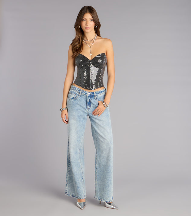 Windsor Center Of The Vibe Sequin Denim Bustier - Image 3