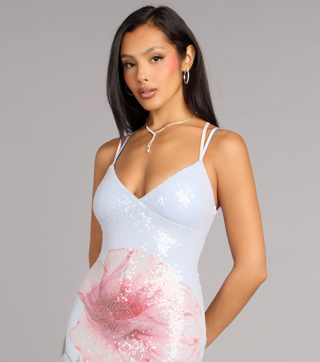 Windsor Chance Floral Sequin Mermaid Formal Dress - Image 2