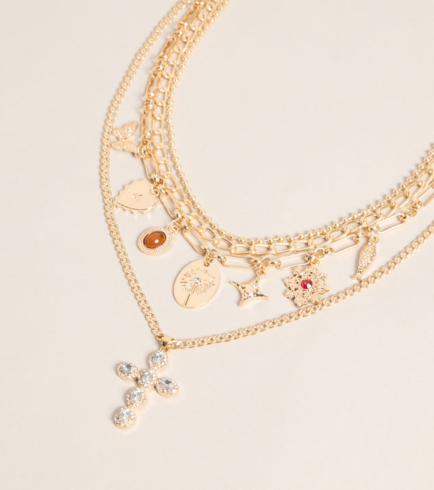 Windsor Charm Check Layered Chain Necklace - Image 3