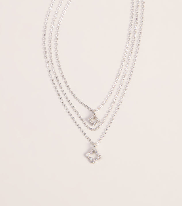 Windsor Charm Check Rhinestone Clover Necklace - Image 3