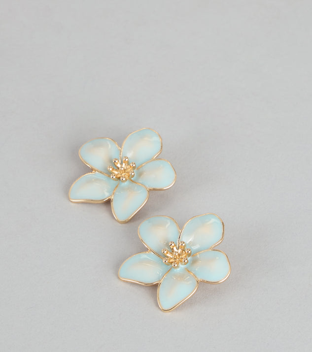 Windsor Chic Bloom Flower Statement Stud Earrings - Image 3