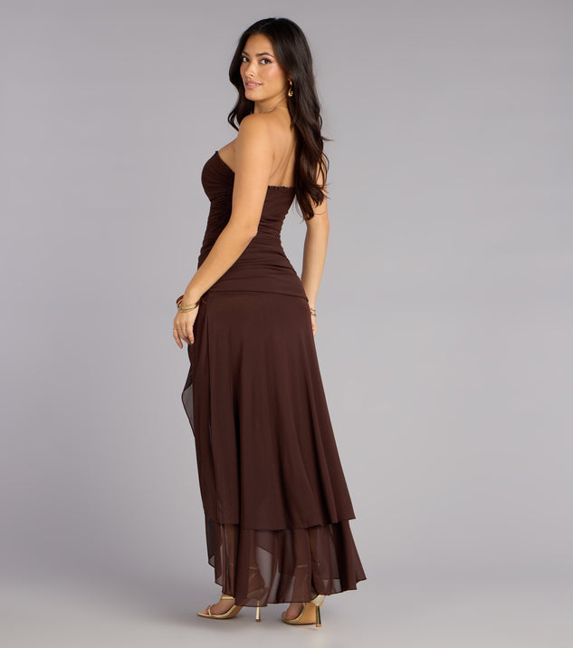 Windsor Chic Drama Strapless High Slit Ruffle Maxi Dress - Image 2