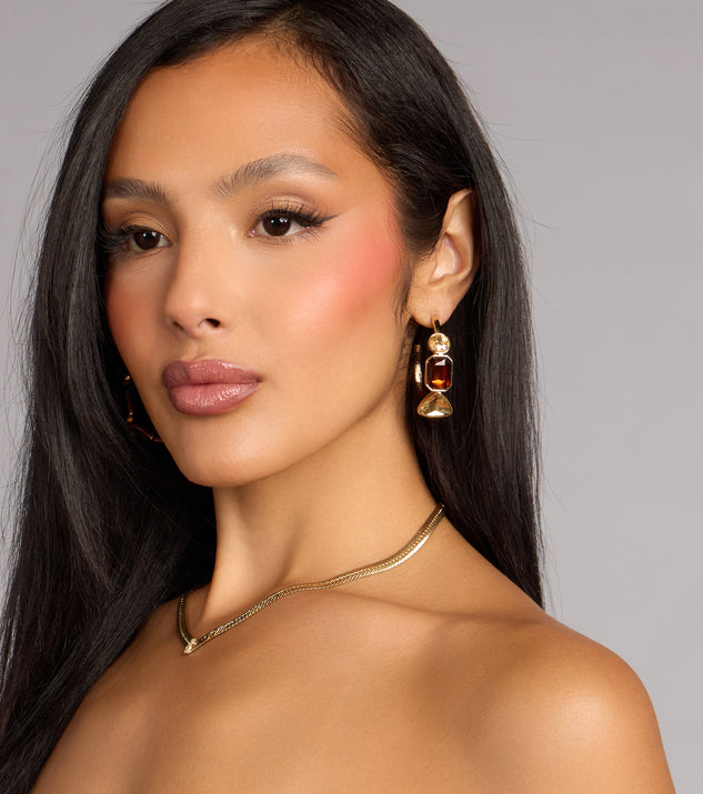 Windsor Chic Shine Stone Hoop Earrings - Image 2