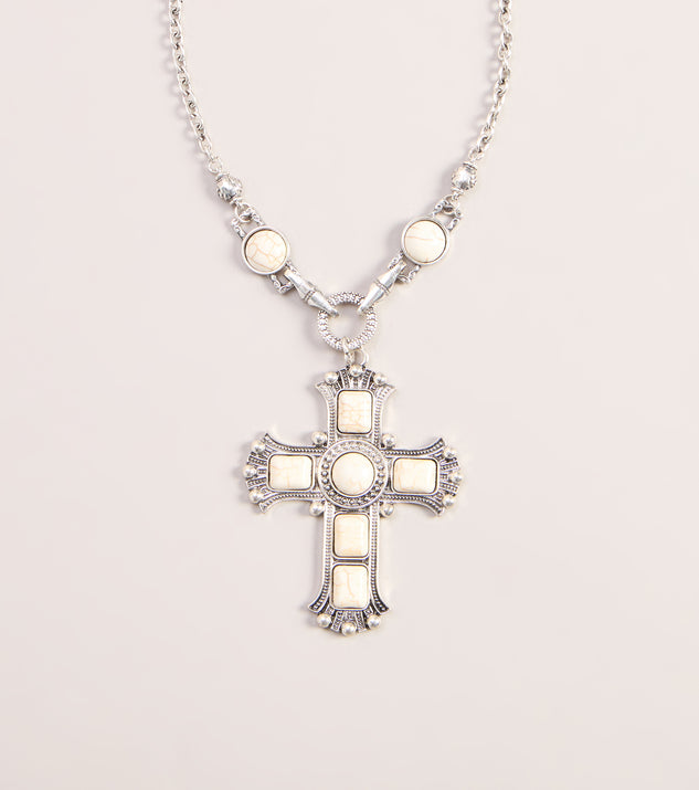 Windsor Chic Statement Cross Pendant Necklace - Image 3