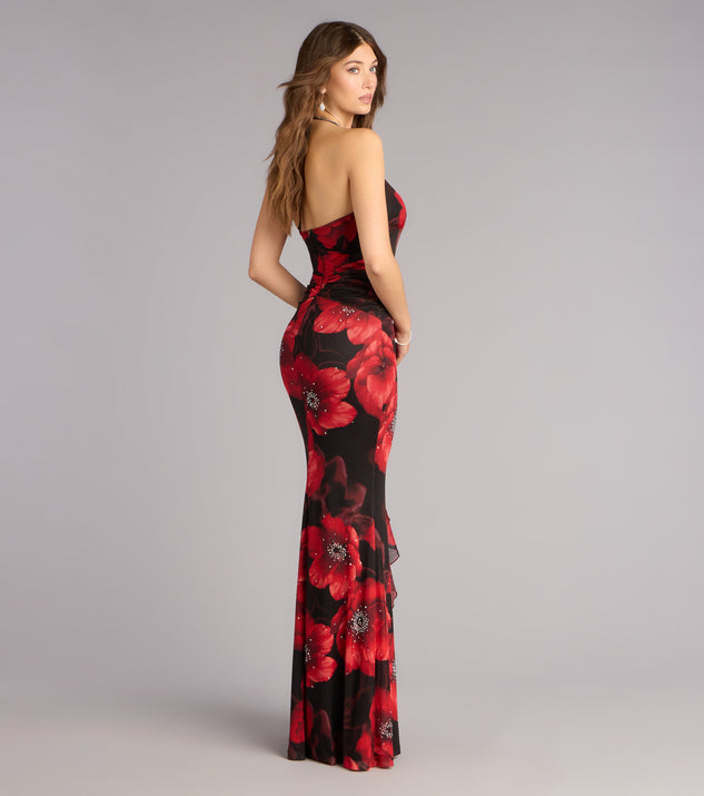 Windsor Christen Floral Rhinestone Mesh Formal Dress - Image 2