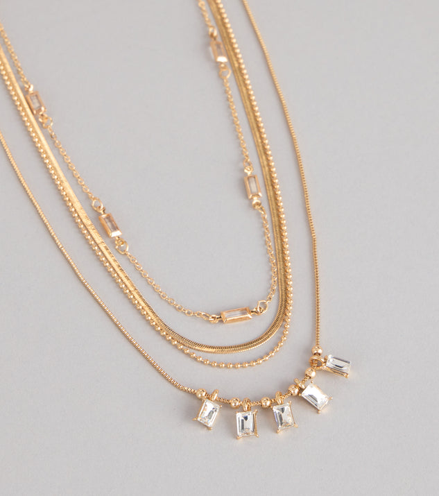 Windsor Cool Girl Shine Rhinestone Layered Necklace Set - Image 2