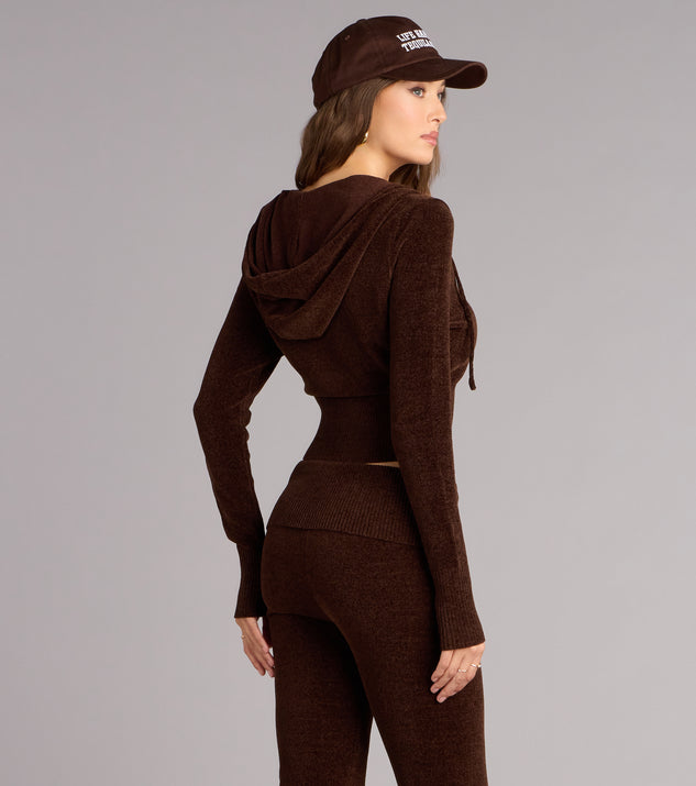 Windsor Cozy Girl Chenille Knit Zip-Up Hoodie - Image 2