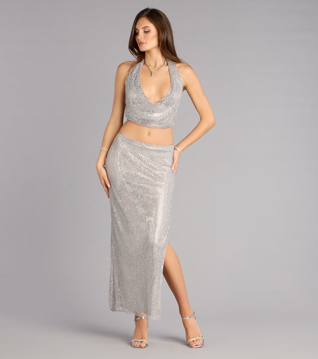 Windsor Cue The Sparkle Rhinestone Fishnet Maxi Skirt - Image 2