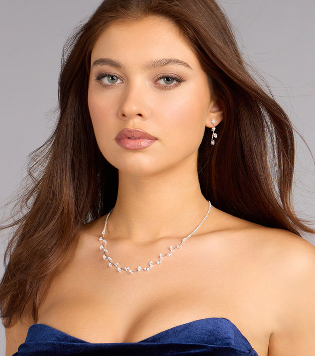Windsor Dainty Shine Rhinestone Necklace And Earrings Set - Image 2