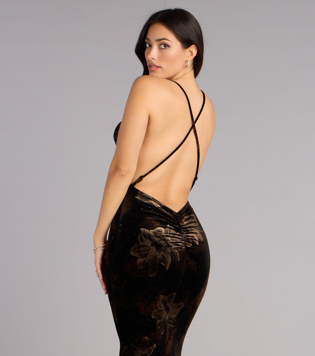 Windsor Dalia Floral Velvet Mermaid Formal Dress - Image 3