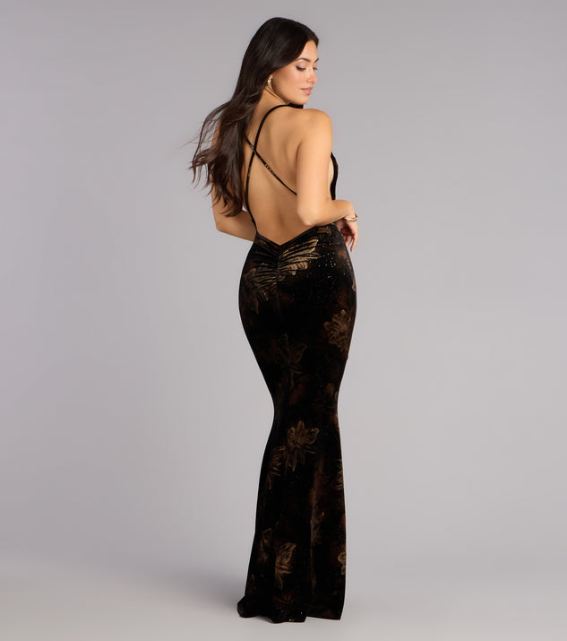 Windsor Dalia Floral Velvet Mermaid Formal Dress - Image 2