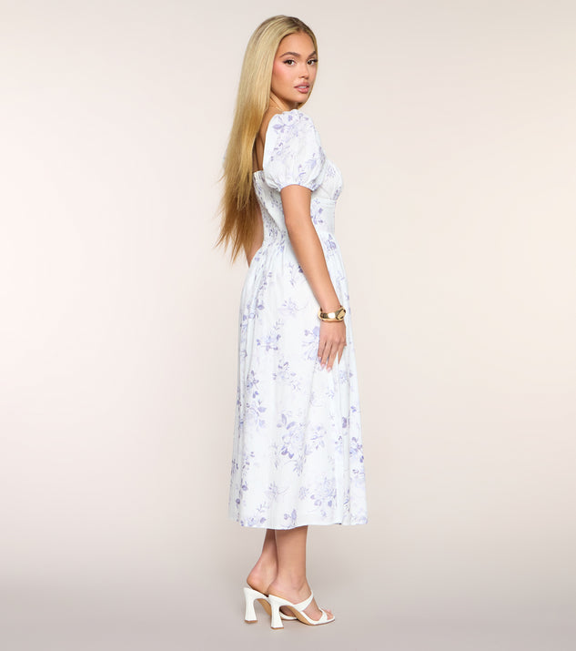 Windsor Day Date Floral Print Puff Sleeve Midi Dress - Image 2
