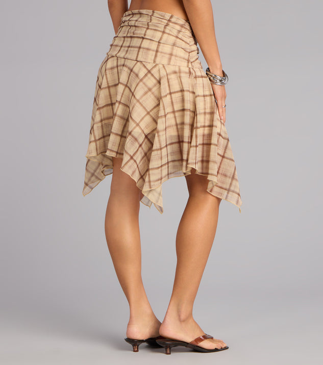 Windsor Daydream Flow Plaid Chiffon Skirt - Image 2