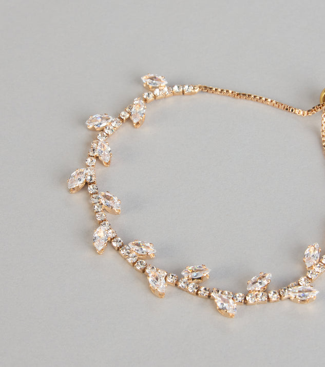Windsor Delicate Bloom Rhinestone Leaf Bracelet - Image 3