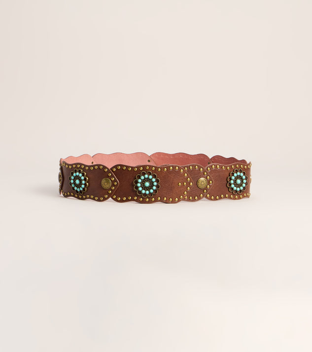 Windsor Desert Bloom Studded Faux Leather Belt - Image 3