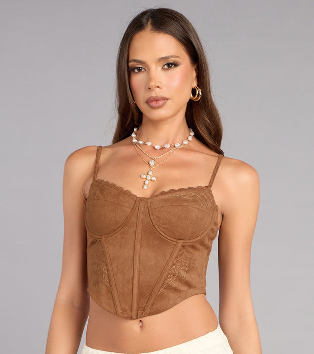 Windsor Desert Flirt Faux Suede Corset Top - Image 3