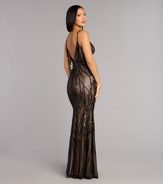Windsor Desiree Sequin Bead Drape Formal Dress - Image 2