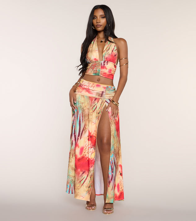 Windsor Destination Glam Abstract Print Halter Top - Image 3