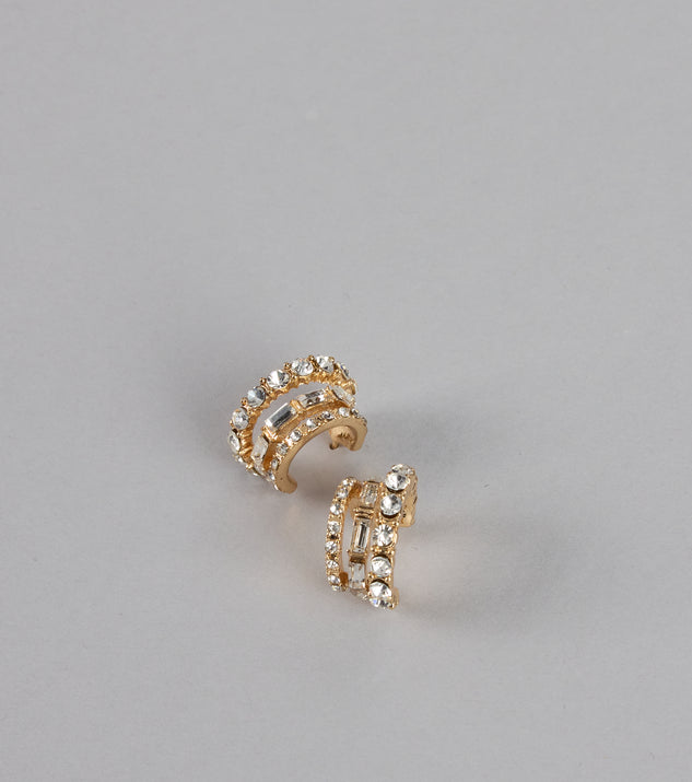 Windsor Double Glam Rhinestone Hoop Earrings - Image 3