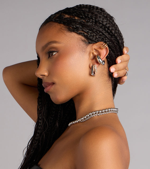 Windsor Double Glam Rhinestone Hoop Earrings - Image 2
