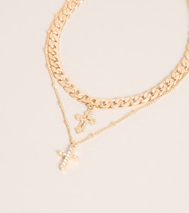 Windsor Double Take Cross Layered Necklace - Image 3