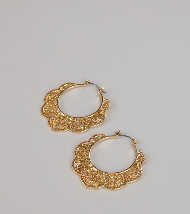 Windsor Easy Statement Filigree Hoop Earrings - Image 3