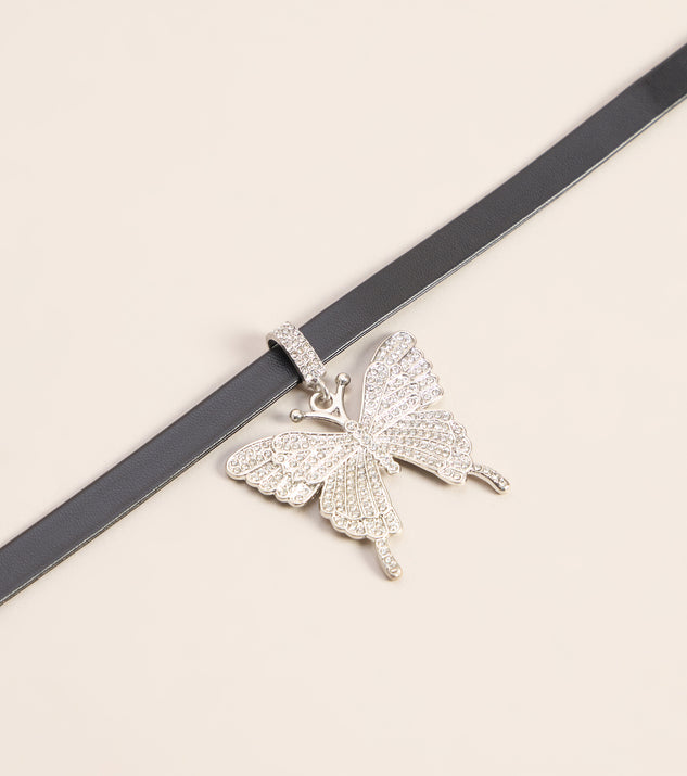 Windsor Edgy Shine Rhinestone Butterfly Choker Necklace - Image 2