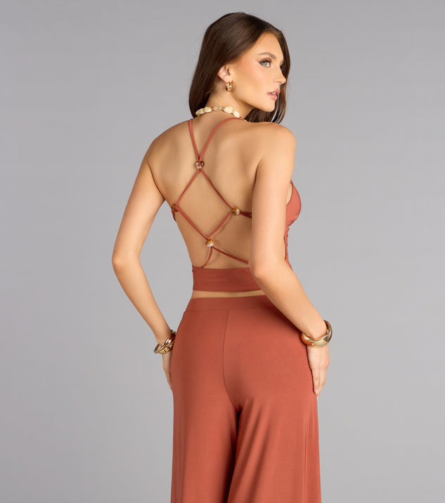 Windsor Effortless Chic Lace-Up Crop Top - Image 2