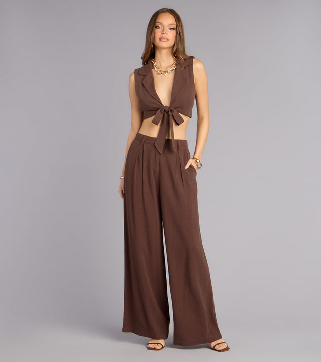Windsor Effortless Look Linen-Blend Tie-Front Vest - Image 3