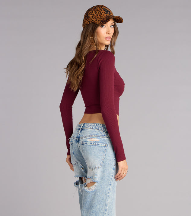 Windsor Effortless Tease Long Sleeve Crop Top - Image 2