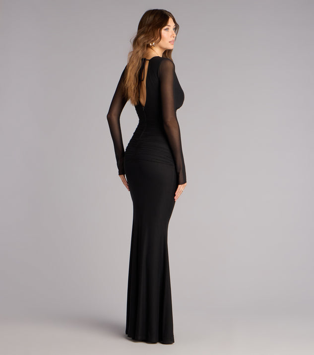 Windsor Eileen Mesh Long Sleeve Mermaid Formal Dress - Image 2