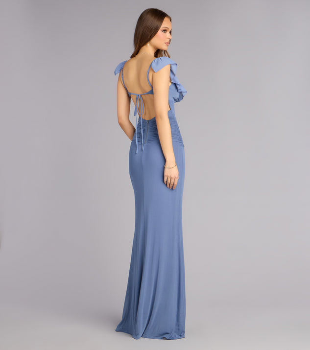 Windsor Elani Mesh Mermaid Ruffle Formal Dress - Image 3