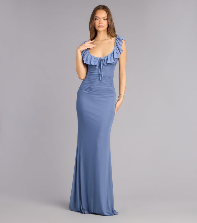Windsor Elani Mesh Mermaid Ruffle Formal Dress - Image 2