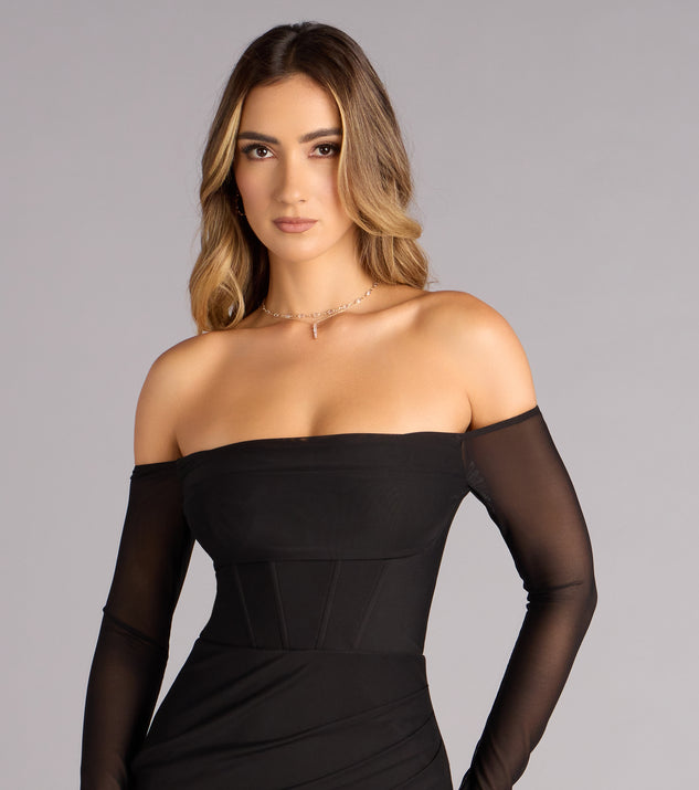 Windsor Elara Off Shoulder Slit Mermaid Formal Dress - Image 3