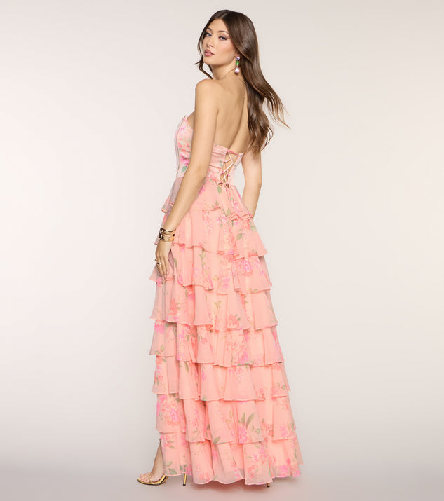 Windsor Elira Floral Chiffon Ruffle Formal Dress - Image 3