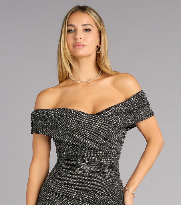 Windsor Elyse Glitter Knit Off-The-Shoulder Mermaid Dress - Image 3