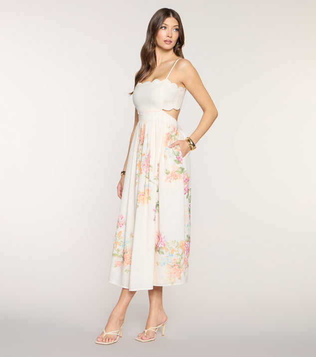 Windsor Ember Floral A-Line Midi Formal Dress - Image 3