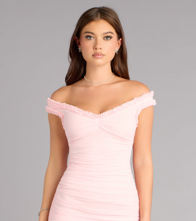 Windsor Emmalyn Mesh Off-The-Shoulder Formal Dress - Image 3